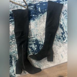 Urban Outfitters thigh high black faux suede boots